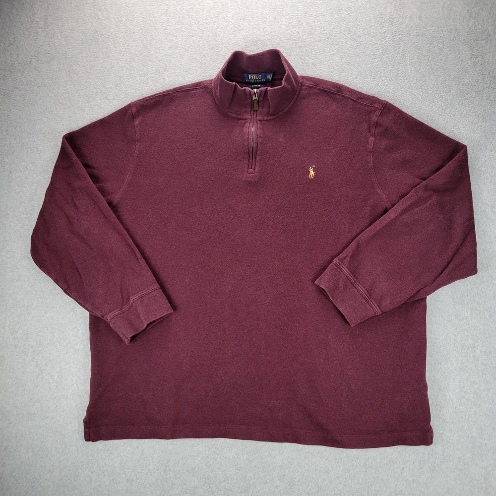 Polo Ralph Lauren Estate Rib Quarter Zip Pullover Burgundy Mens XXL 1/4 Zip